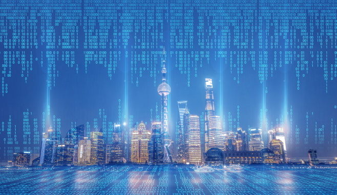5G科技物联网信息时代数字粒子城市建设PSD海报展板背景图PS素材